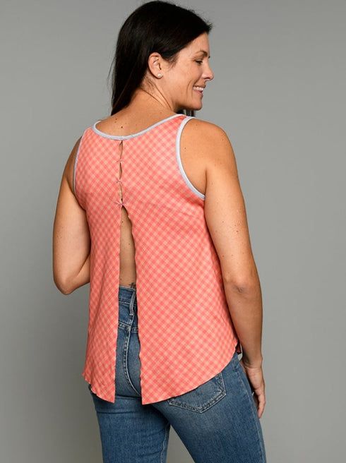 The Tie Back Tank - Floral / Mini Gingham